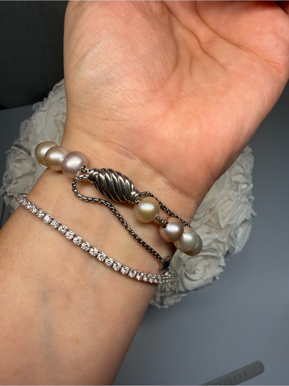 Vintage David Yurman Spiritual Pearl Bead Pull Bracelet - Picture 5 of 10